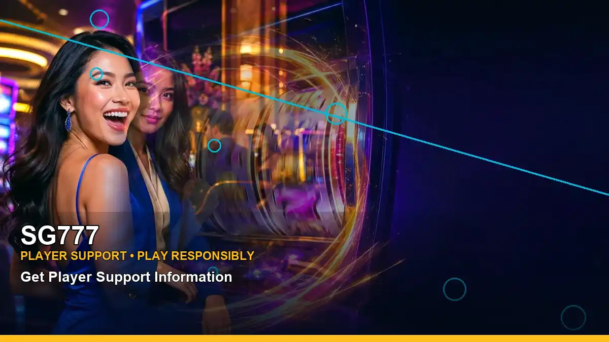 SG777 mobile casino first deposit rewards featuring an adult Filipina casino host with a left-framed composition